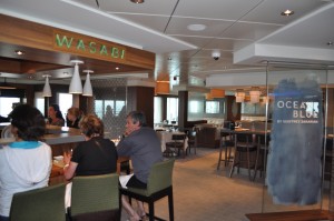 Wasabi, a sushi bar, is situated next to "Iron Chef" Geoffrey Zakarian's Ocean Blue seafood restaurant.